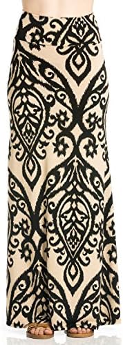 Junky Closet Women's Foldover High Waisted Floor Length Maxi Skirt