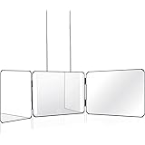 JANMPASK LED 3 Way Mirror for Self Cutting Mirror Vanity Mirror Barber Supplies Accessories 360 Makeup Mirror with Light Trif