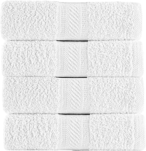 Sweet Needle 4 Pack Large Bath Sheets (70x140cm) - 100% Luxury Cotton, Ultra Soft, Hotel Quality, Highly Absorbent for Bathroom, Shower, Beach and Daily Use (White)