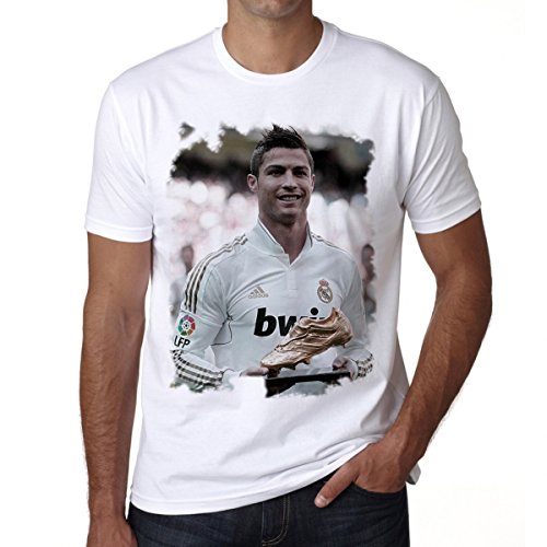 Cristiano Ronaldo Men's T-shirt Celebrity Star ONE IN THE CITY - White, L