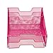 VANRA Metal Mesh Desktop File Sorter Organizer Desk Tray Organize with 3 Letter Trays and 2 Vertical Upright Sections, Pink