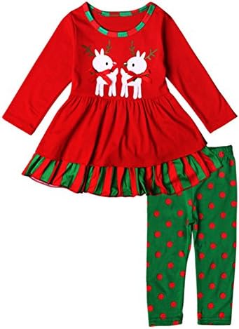 Baby Girls Christmas 2pcs Pant Clothing Set Long Sleeve Deer Fall Outfits