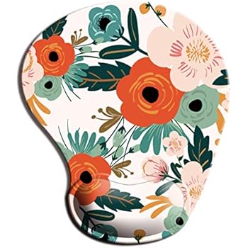 Dooke Ergonomic Mouse Pad with Wrist Support, Cute Mouse Pads with Non-Slip Rubber Base for Home Office Working Studying Easy Typing & Pain Relief Floral