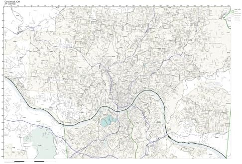 Amazon Com Codigo Postal Pared Mapa De Cincinnati Oh No Codigo Postal Mapa Laminado Home Kitchen