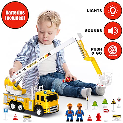 Toy Rescue Truck 112 Scale Big Utility Bucket Truck w/ Lights