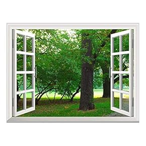 Removable Wall Sticker/Wall Mural - Park in Autumn | Creative Window View Wall Decor - 24"x32"