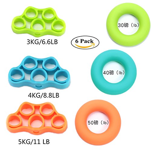 Hand Grip Strengthener Finger Stretcher Strength Trainer for Forearm Exercise/ Guitar Finger Strengtheners/Rock Climbing Grips-6 Set (Finger Hands Stretchers)