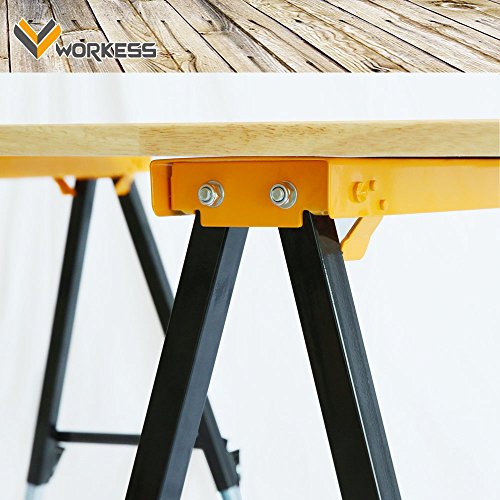 WORKESS WK-SH032 Height Adjustable Metal or Steel Sawhorse 330 Lbs Yellow and Black Single Pack