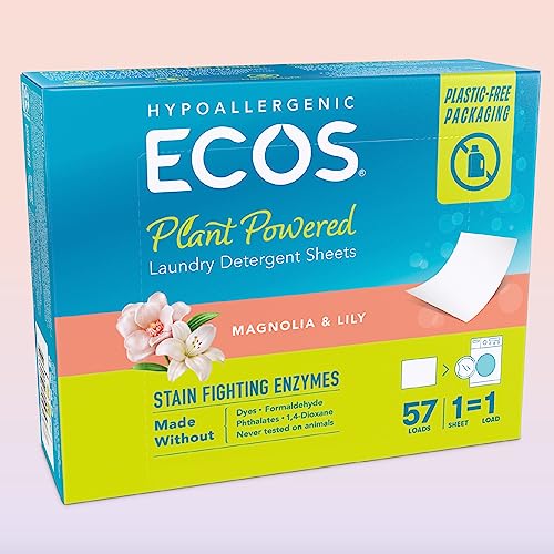 ECOS Laundry Detergent Sheets No Plastic Jug for 114 Loads Vegan