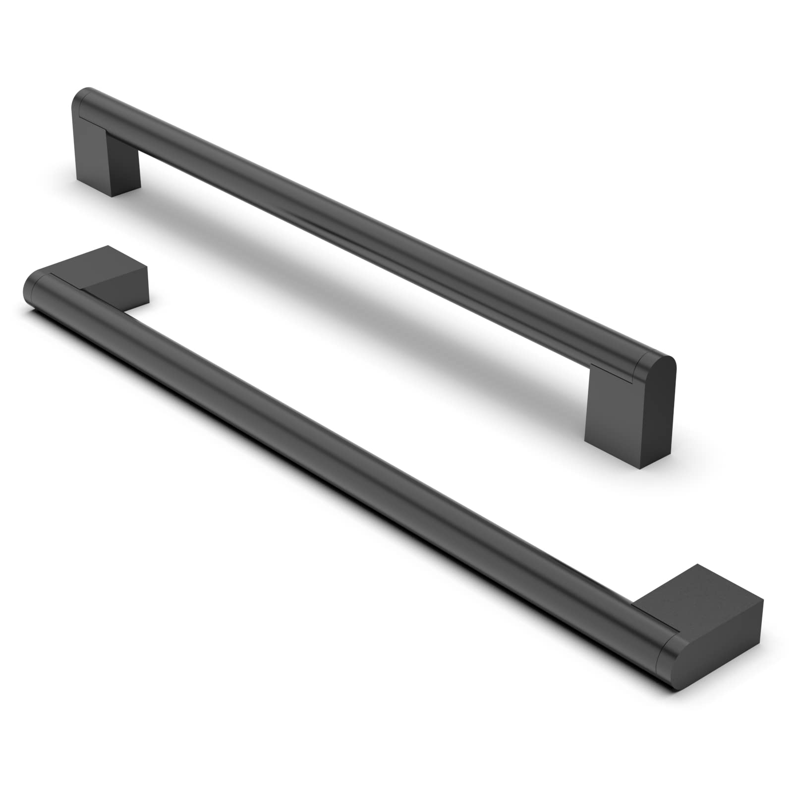 FURNIWARE 10 Pack Cabinet Pulls, Hardware Drawer Handles, Stainless Steel Kitchen Cabinet Door Handles Pull, Matt Black-256mm(10 Inch) Hole Center