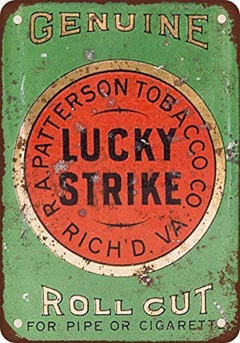 DOGT Metal tin sign 8x12 inch Lucky Strike Pipe and Cigarette Roll Cut Tobacco Vintage Look Reproduction Metal Tin Sign