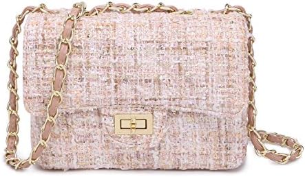 Women's Tweed Handbag Quilting Envelope Cross Body Shoulder Bag