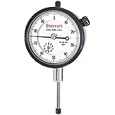 Starrett 25 Series Dial Indicator, 0-1.000" Range, .001" Graduation | White Face, 0-100 Dial Reading, Jewel Bearings, Lug-On-Center Back, 25-441J