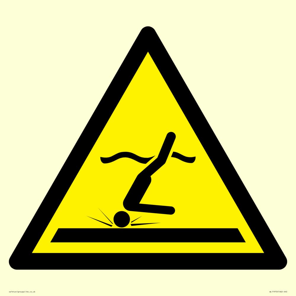 W048 Warning: Shallow water (diving) Sign - 400x400mm - S40