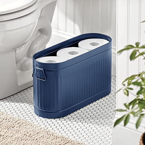 mDesign Large Steel Free Standing Toilet Paper Organizer, 6Roll Tissue