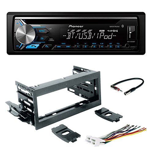Pioneer DEH-X3900BT Single DIN Bluetooth In-Dash CD/AM/FM Car Stereo Receiver, with Scosche GM02B Mini Speaker Connector, Scosche MDA1B GM Micro/Delco Antenna Adapter and Scosche GM1483B Truck Kit