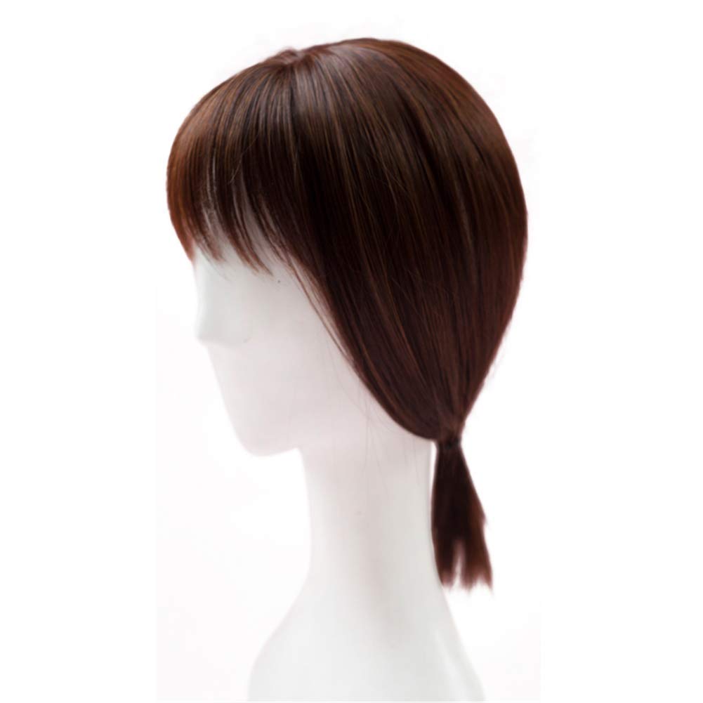 Hair Top Piece Straight Synthetic Clip in Hair Topper Top Hairpiece with Bangs for Women Thin Light Brown