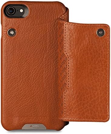 Vaja Niko Wallet Leather Case for iPhone 7 - Folio style - Back Credit Card pocket with Magnetic Closure - Bridge Saddle Tan