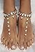 Bellady 1 Pair Pearl Barefoot Foot Jewelry Anklet for Sandals& Beach Wedding,Golden
