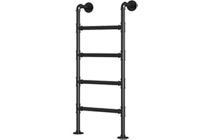 XXHOFTPJZ 4FT Window Well Egress Ladder, High Loft Attic Bed Step Ladders, Wall/Floor- Mounted Metal Bunk Bed Ladder, for Attic Loft/Dorm/RV Deck/High Bed/Outside, Loads 330lbs (Black, 4 Steps(48.0in))