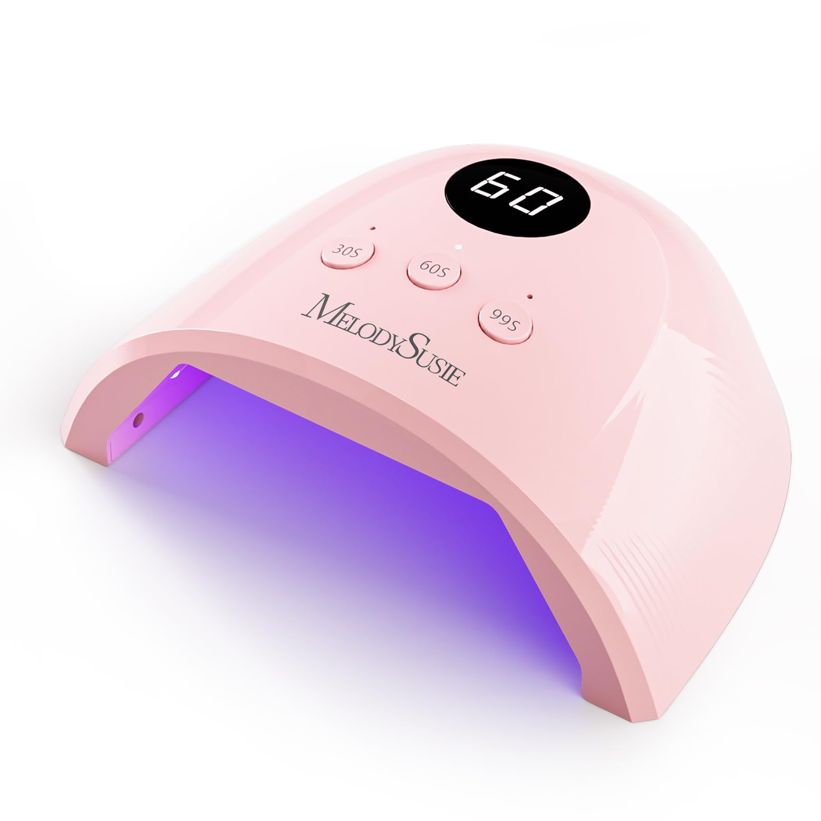 MelodySusie Compact Advanced UV Nail Lamp, P-Plus30F Nail Light with 3 Timers & Smart Sensor Cures All Gels, Especially Rhinestone Glue, Solid & Liner Gel Polishes for Advanced DIY at Home Pink