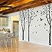MairGwall Set of 3 Birch Trees with Flying Birds Wall Stickers - Beautiful Tree Wall Decal Vinyl Wall Art Decor for Nursery Kids Rooms Bedroom Living Room