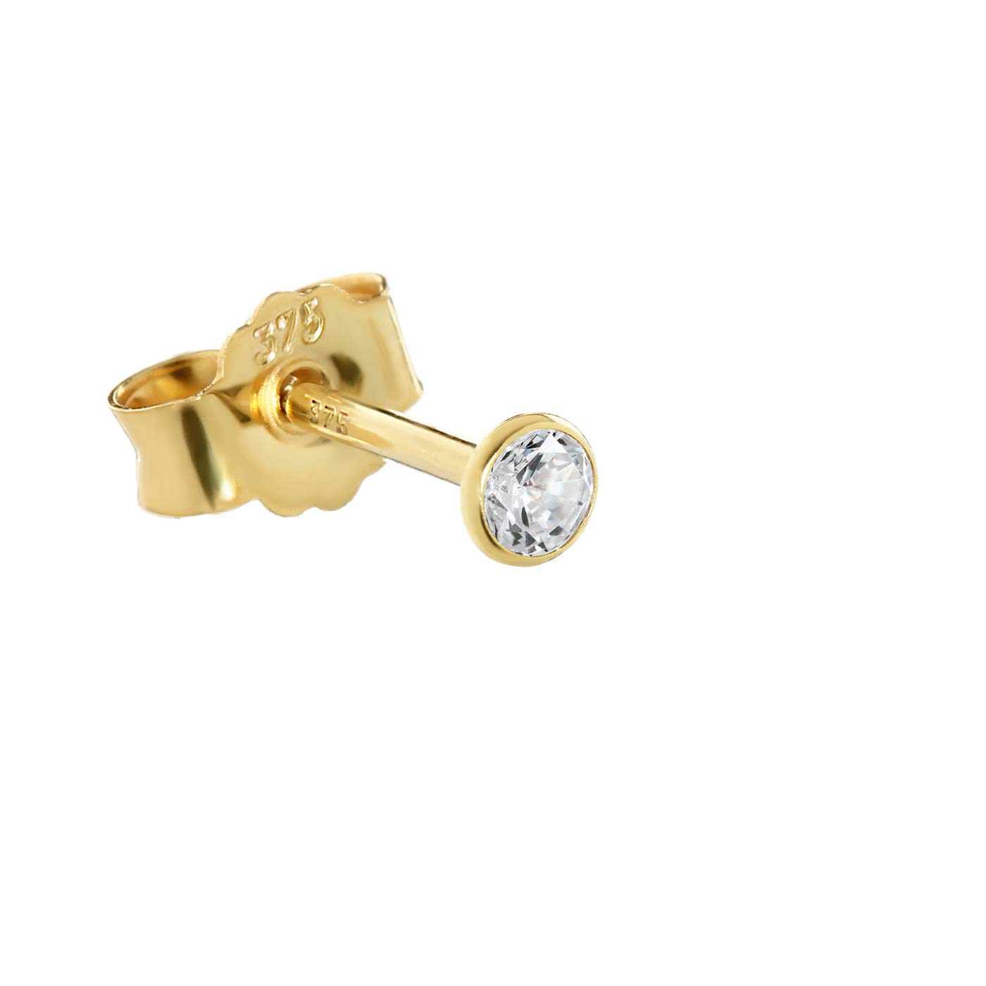 NKlaus single 3mm calyx stud earrings yellow gold gold earring zirkonai white calyx 2603