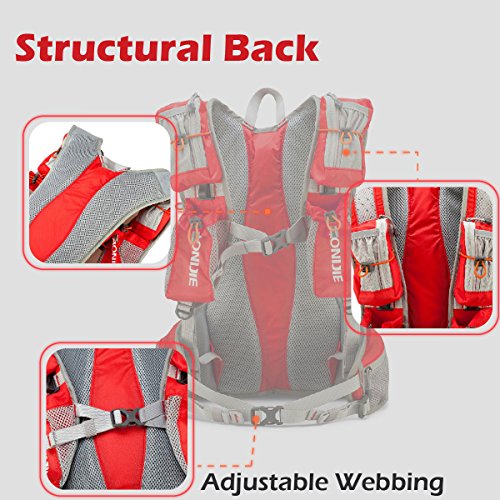 JEELAD 8L 12L Running Vest Hydration Pack Backpack Hydration Vest for Marathon Running Race Hiking Cycling (Black (12L) - with 2 Water Bottles)