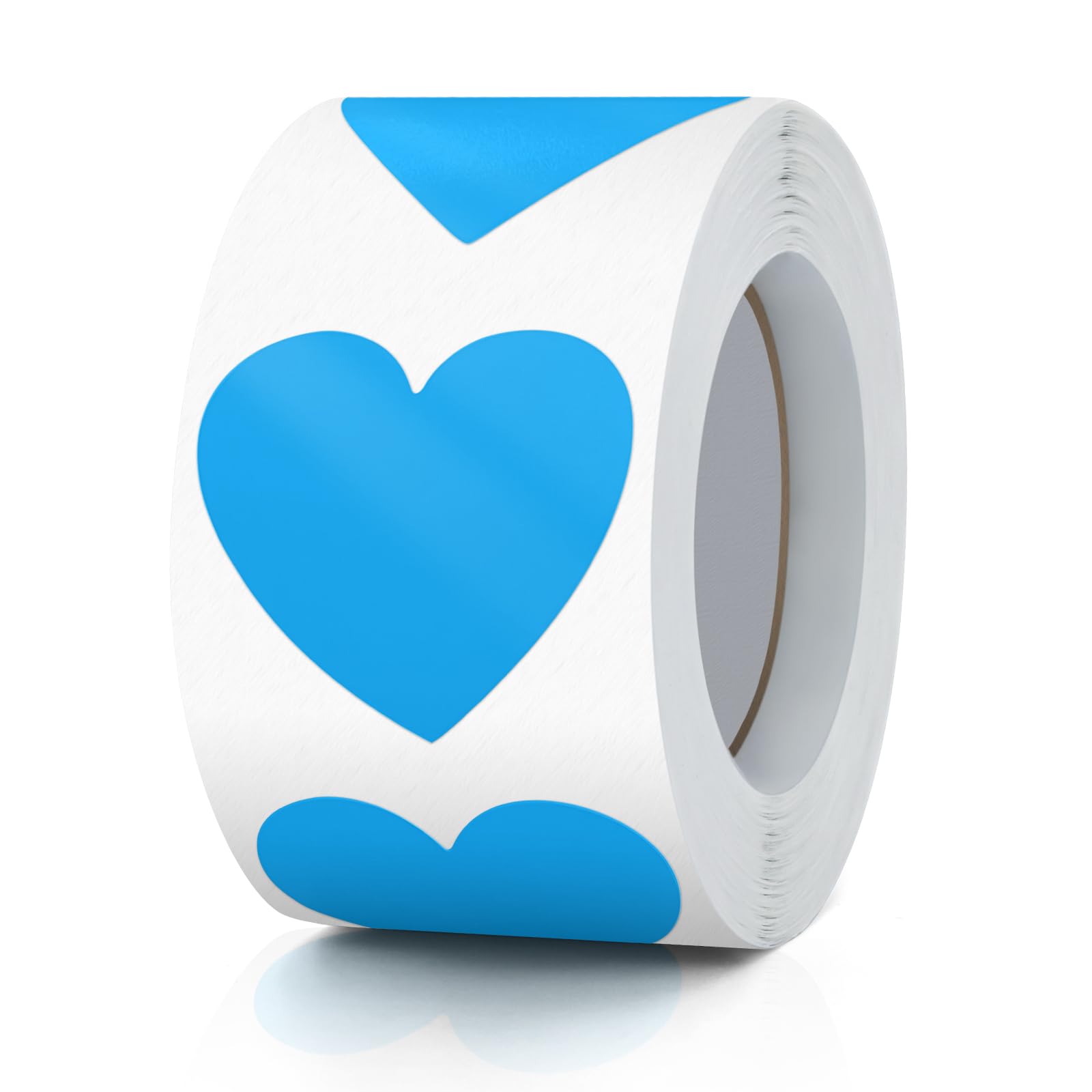 Meitaat Blue Heart Stickers Roll 3.8 cm Valentine's Day Love Shape Labels Waterproof Removable for Craft Envelopes Boxes Gift Tags Bags Wedding 500 PCS