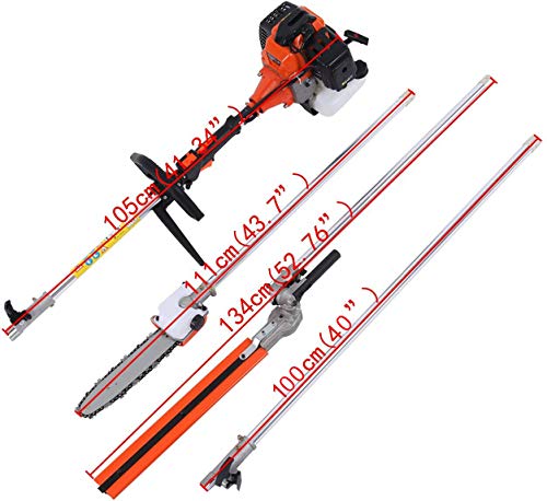 EASYG 5 in 1 52cc Multifunctional Lawn Mower Gasoline Fence Trim Electromechanical Saw Brush Cutter Rod Saw with Earmuffs and Safety Gloves - Thumbnail 6