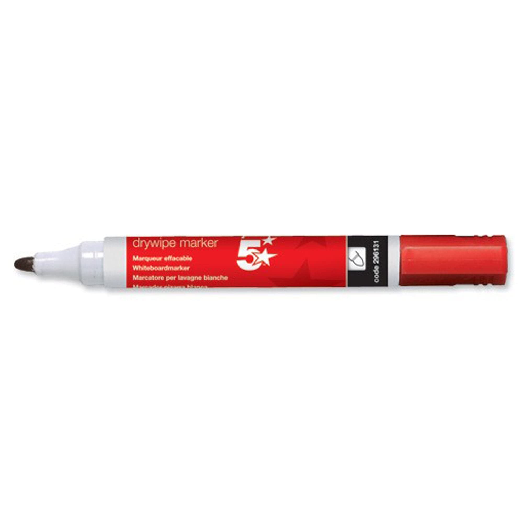 5Star Red Dry Wipe Whiteboard Marker Pen for Whiteboards, Flipcharts, Memo Boards - 3mm Bullet Tip - Pack of 4