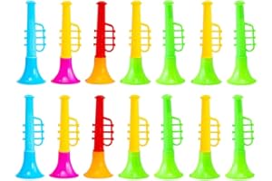Zerodeko 18Pcs Toy Trumpet, Colorful Trumpet for Kids, Plastic Mini Trumpet Model, Simulation Musical Instruments for Boys Girls Party Favors ( Random Colors )