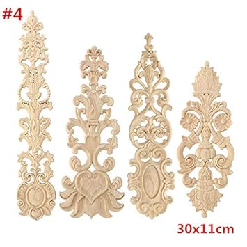 Tradico Wood Carving Applique Unpainted Flower Applique Door