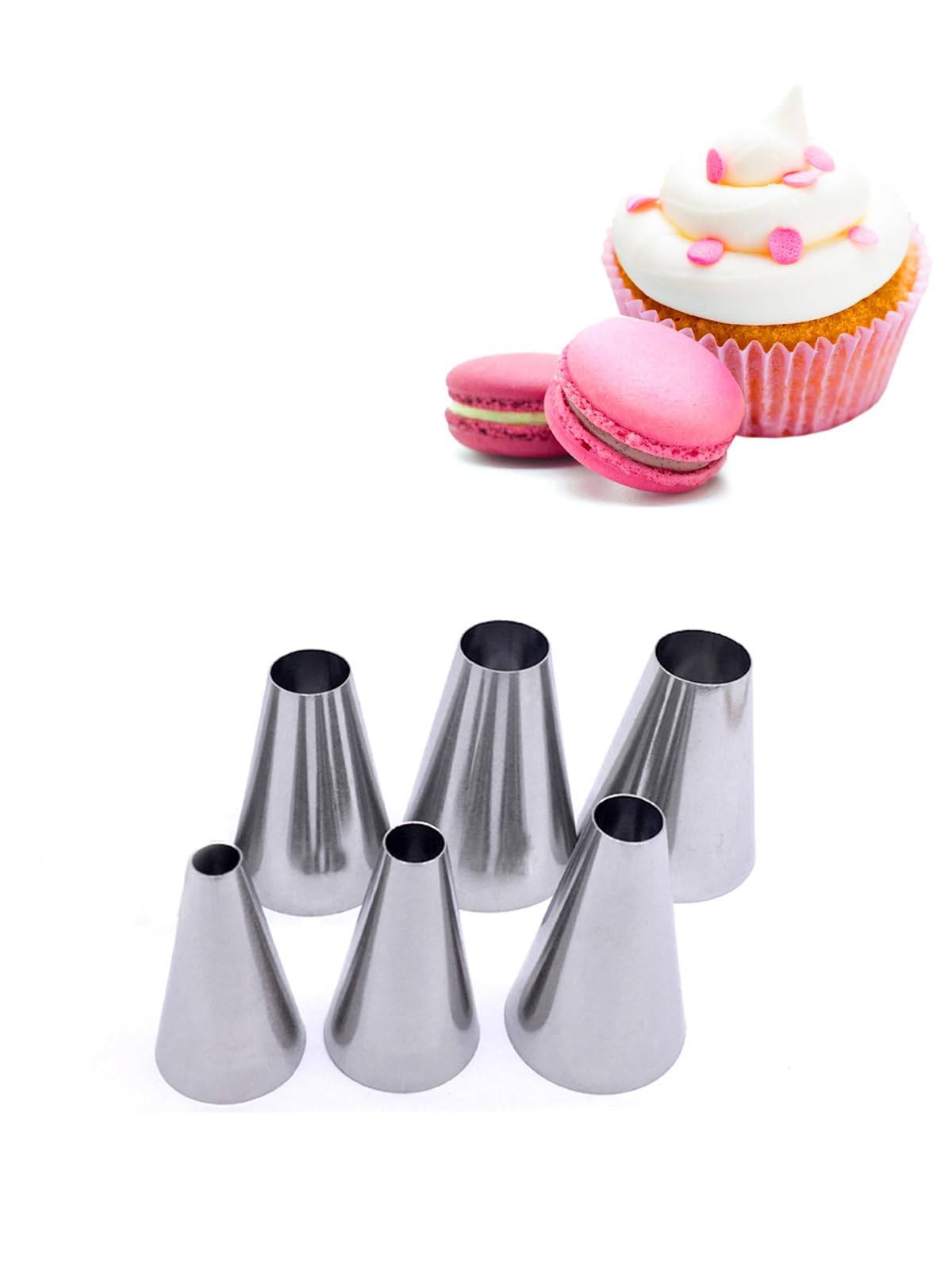 Large Round Piping Tip Set,#12 R18L R16L 3A 2A 1A Round Nozzles for Macarons,Cake,Cookies Decorating
