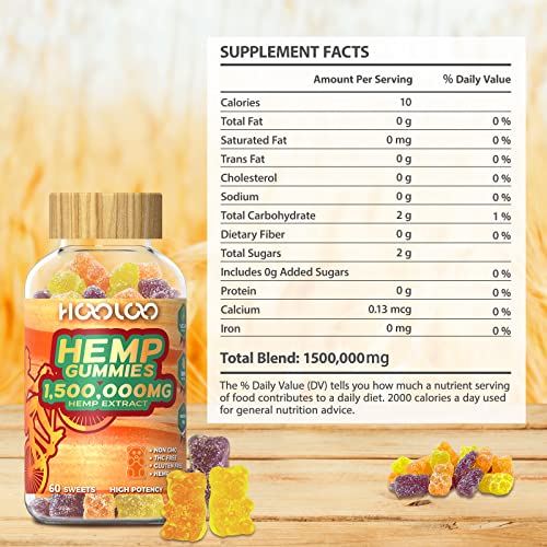HOOLOO Hemp Gummies Vegan 1,500,000mg High Potency Hemp Oil Infused