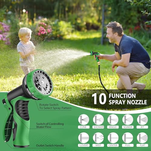 200 ft Garden Hose, Flexible Ultra Lightweight Durable Garden Hose, Kink-Free Water Hose with 10 Function Sprayer - Non-Shrinking Garden Hoses, Easy to Store,All-Weather, Car Washing Pipe Garden Hoses