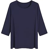 Latuza Women's Viscose Pajama Tops Crewneck 3/4 Sleeves Sleep Tee