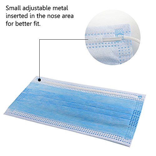 200 pcs Disposable Earloop Face MasksDental Surgical Medical for Allergy and Cough (Blue) - Thumbnail 4