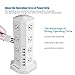JZBRAIN 16-Outlet 6-USB Tower Surge Protector Power Strip Power Socket Strip 9.8ft Cord (White)