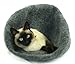 Cat Bed, House, Cave, Nap Cocoon, Igloo, 100% Handmade from sheep wool ,Color Dark Gray Kivikis Size - Large, 6-8 kg (13-16 pounds) cat.