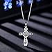 925 Sterling Silver Gem Faith Hope Love Cross Pendant Necklace for Girls and Women, 18