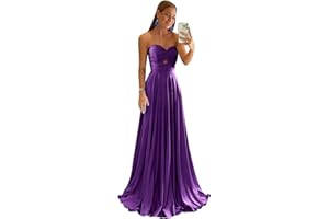Bddhkw Satin Bridesmaid Dresses for Women Long Prom Dress 2025 Sweetheart Wedding Guest Dress Long Formal Evening Gown KF060