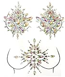 2 Pcs Womens Sexy Rhinestone Nipple Body Jewelry Stickers Glitter Stick On Bra Breast Bindi Costume Temporary Tattoos