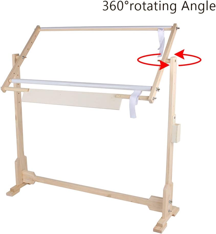 Adjustable Pine Wood Embroidery Stand & Frame - 29.5x15.7 Inch Cross Stitch Hoop Stand With 360° Rotation & Height Settings