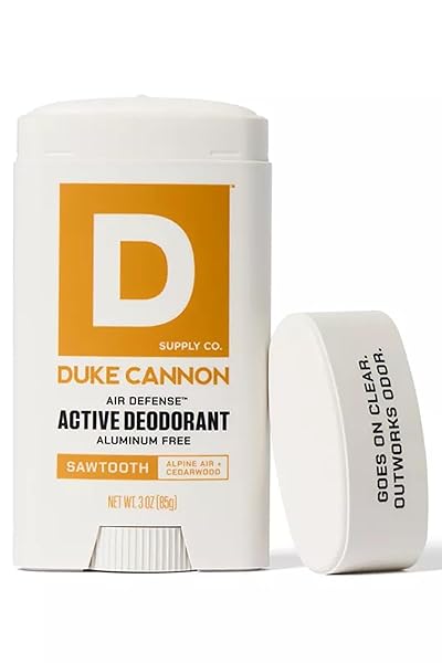 DUKE CANNON ALUMINUM-FREE DEODORANT FOR MEN – AIR DEFENSE, 3 OZ – LONG-LASTING, CLEAR GLIDE, SKIN-SOOTHING FORMULA, ALPINE + CEDARWOOD (SAWTOOTH)