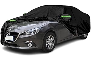 Qnmittry Waterproof Car Covers Compatible with 2004-2024 Mazda 3, All Weather Custom-fit Car Cover with Zipper Door for Rain Snowproof UV Windproof Protection