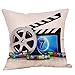 Steven.Smith Movie Theater Cinema Personalized Cotton Linen Square Burlap Decorative Throw Pillow Case Cushion Cover 18 Inch (4 Pack Cinema Popcorn)