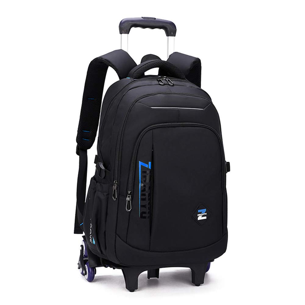 Photo 1 of VIDOSCLA Black Kids Boys Rolling Backpack Teens Carry-on Luggage with Wheels Trolly BookBag for School-6 Wheels