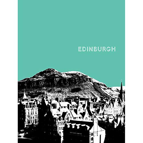 Wee Blue Coo Arthurs Seat Edinburgh Scotland Scottish Landmark Teal Art Print