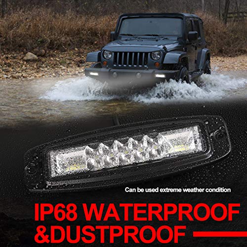 Flush Mount LED Lights, OFFROADTOWN 2Pcs 7'' 96W LED Pods Flush Driving lights Spot Flood Combo LED Work Light Bar Super Bright Fog Lights for Truck Jeep utv 4x4 Boat Grill Mount, 3 Years Warranty - Thumbnail 4
